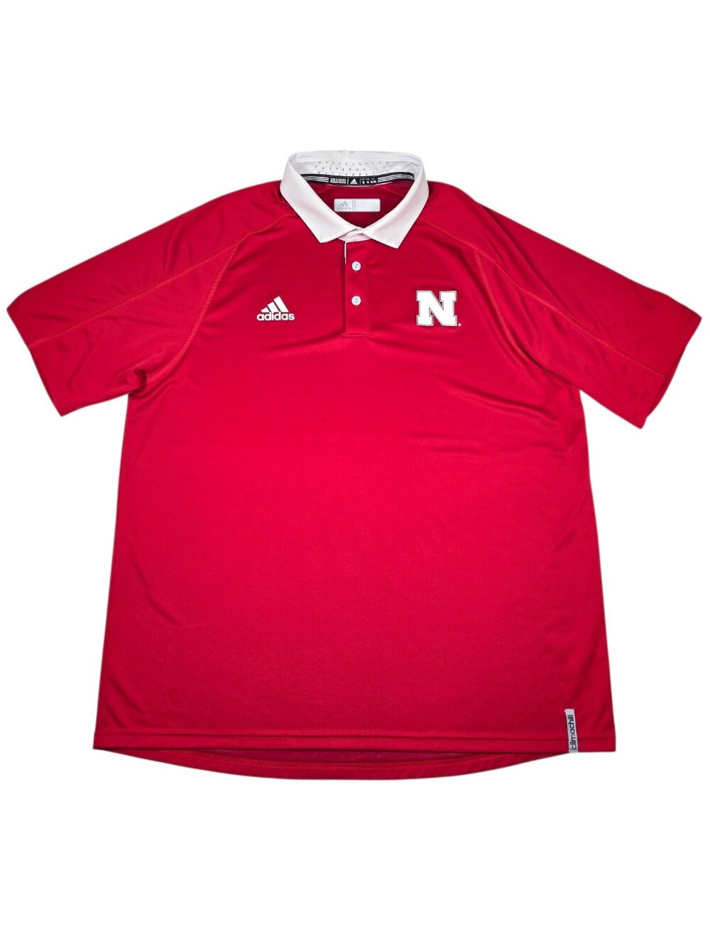 Adidas Nebraska Cornhuskers NCAA Red Climachill Short Sleeve Polo Shirt Men's XL